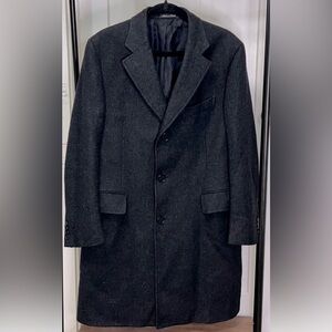 BERGDORF GOODMAN WOOL/ CASHMERE BLEND CHARCOAL LONG COAT